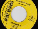 Northern Soul Funk 45 The Dramatics 'All Because Of You' 'All Because Of' Sport