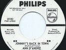 ANN D'ANDRE - HEAR IT - 1964 DJ - JOHNNY'S BACK IN TOWN / HE'S THE BOY