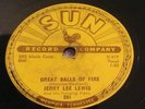 Original SUN RECORDS #281 JERRY LEE LEWIS - Great Balls of Fire -  78 RPM