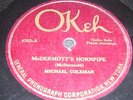 78 RPM RECORD Michael COLEMAN Irish Reel / McDermott's Hornpipe Folk OKEH
