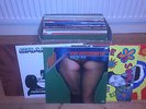 Box of scratched vinyl albums,12