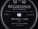 Hear Black Gospel 78 rpm THE FIVE SOUL STIRRERS Precious Lord W and W 103