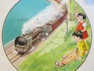 JAPAN VINTAGE 9inch HEAVY SHELLAC PICTURE DISC SP 78rpm  KISYA / DENSHA