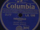 78 RPM RARE 12 IN. ANDRES SAGOVIA GUITAR SOLO ON COLUMBIA LX-1248 MUST SEE / EE+