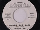EMERGENCY EXIT: Maybe Too Late / Why Girl 45 (dj, w/ company sleeve, few light
