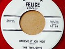 The Twilights 1963 DOOWOP 45 Believe It Or Not on Felice Label RED WAX HEAR BB70
