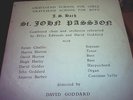 GRAVESEND SCHOOL for GIRLS St. John Passion  PRIVATE PRESS UK 1968 FemVox Choir