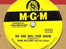 HANK WILLIAMS ON MGM 78 12535