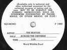 THE BEATLES -Across The Universe- RARE World Wildlife Fund MONO 7