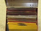 FIFTY '50s rock & roll 45s IN METAL CASE mostly hits, some rarities, most nice