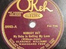 CLARENCE WILLIAMS WASHBOARD BAND OKEH 78 rpm NOBODY BUT MY BABY b/w CANDY LIPS