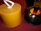 VINTAGE GOLD DISK-GO-CASE with group of 40+ 50's/60's 45's some very RARE