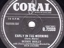 RARE 1958 BUDDY HOLLY 78 EARLY IN THE MORNING / NOW WE'RE ONE  CORAL Q 72333 EX+