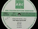 AC/DC IN CONCERT POP SPECTACULAR BBC Transcription Disc Ultra-Rare Listen