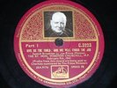 UK 78 rpm RECORD hmv WINSTON CHURCHILL Give us the tools SPEECH 1941 RARE