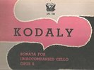 RARE JANOS STARKER KODALY sonata for unaccompanied cello Opus 8 PERIOD SPL 510