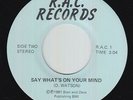 Modern Soul 45 - D. Watson - Say What's On Your Mind - R.A.C. - mp3 - rare