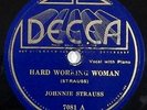 HEAR rare blues 78 JOHNNIE STRAUSS Hard Working Woman DECCA 7081 prewar sunburst