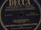 78 RPM RARE BING CROSBY & ANDREW SISTERS  ON DECCA 23569 MUST SEE / EE-