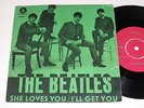  The Beatles single 45 She loves you Green cover Sweden Red label VG+