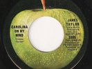 JAMES TAYLOR -Carolina ON My Mind- 1969 CANADIAN Apple 45  WITHDRAWN THE BEATLES