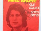 autographe  du chanteur mike brant sur le 45t qui saura