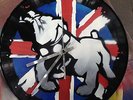 BRITISH BULLDOG Clock design.Painted records vinyls. Handmade stencil work.AUS