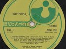Deep Purple - S/T 1969 UK LP w/Harvest inner SHVL759
