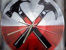 PINK FLOYD HAMMERS CLOCK design. Spray paint and stencil work on vinyls.