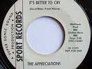 Northern Soul   The Appreciations   It's Better To Cry   Sport w/d