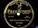 BLIND BLAKE on 1928 Paramount 12710 - Cold Hearted Mama Blues / Back Door Slam..