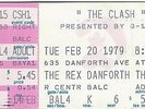 THE CLASH  -   1979 TORONTO Concert Ticket  --   Punk Rock