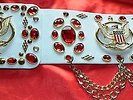 ALOHA STYLE AMAZING RUBY RED STONE BELT FOR ELVIS 70S JUMP SUIT