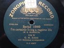 BLACKFACE STAR G.H. ELLIOTT - ‘I’M CERTAINLY LIVING A RAGTIME LIFE’ ZONOPHONE 78