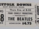 1966 THE BEATLES  Suffolk Downs  FULL WHITE CONCERT TICKET *EAST BOSTON, MASS.*