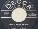 Rockabilly Bopper 45 – JIMMY AND JOHNNY – Sweet Love On My Mind – DECCA  VG+