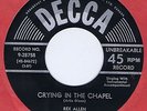 Rex Allen 45 Crying In The Chapel 1953 Country NM BB # 8 Canada Decca 28758