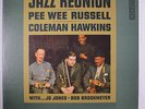 PEE WEE RUSSELL & COLEMAN HAWKINS: Jazz Reunion LP (Mono, textured cover, small