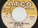 RARE ORIG NORTHERN SOUL 45 - BEN E. KING - I CAN'T BREAK THE NEWS TO MYSELF ATCO