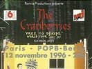 RARE / TICKET DE CONCERT - THE CRANBERRIES / LIVE TO PARIS 1996 / COMME NEUF