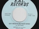 Modern Soul 45 - D. Watson - Say What's On Your Mind - R.A.C. - VG++ mp3 - rare