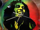 BOB MARLEY Clock design . Painted records vinyls. Handmade stencil work