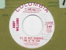 Andy Williams It's The Most Wonderful Time Of The Year Promo Christmas 45