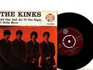 KINKS  7'' PS All Day And All Of The Night  DENMARK 7N 15714 very rare Danish 45