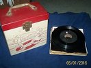 Vintage Record Carrier Box and 30 Rock and Roll 45 RPM Vinyl Records