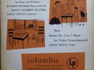 Early Columbia ML 4309, Adolf Busch, Bach - Sonata for Violin Solo No.3