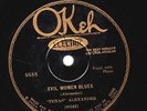 'TEXAS' ALEXANDER pre-war blues 78 rpm EVIL WOMAN BLUES on OKEH 8688 E
