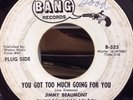 Jimmy Beaumont - You Got Too Much Going For You - Bang WLP PROMO 45