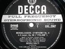 SOLTI - Mendelssohn / Schubert, SXL 2067 WBg, DECCA FIRST LABEL, RARE 'BB' - ED1
