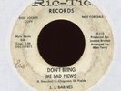 J.J. BARNES Don't Bring Me Bad News on Ric Tic Promo Northern Soul 45 Hear